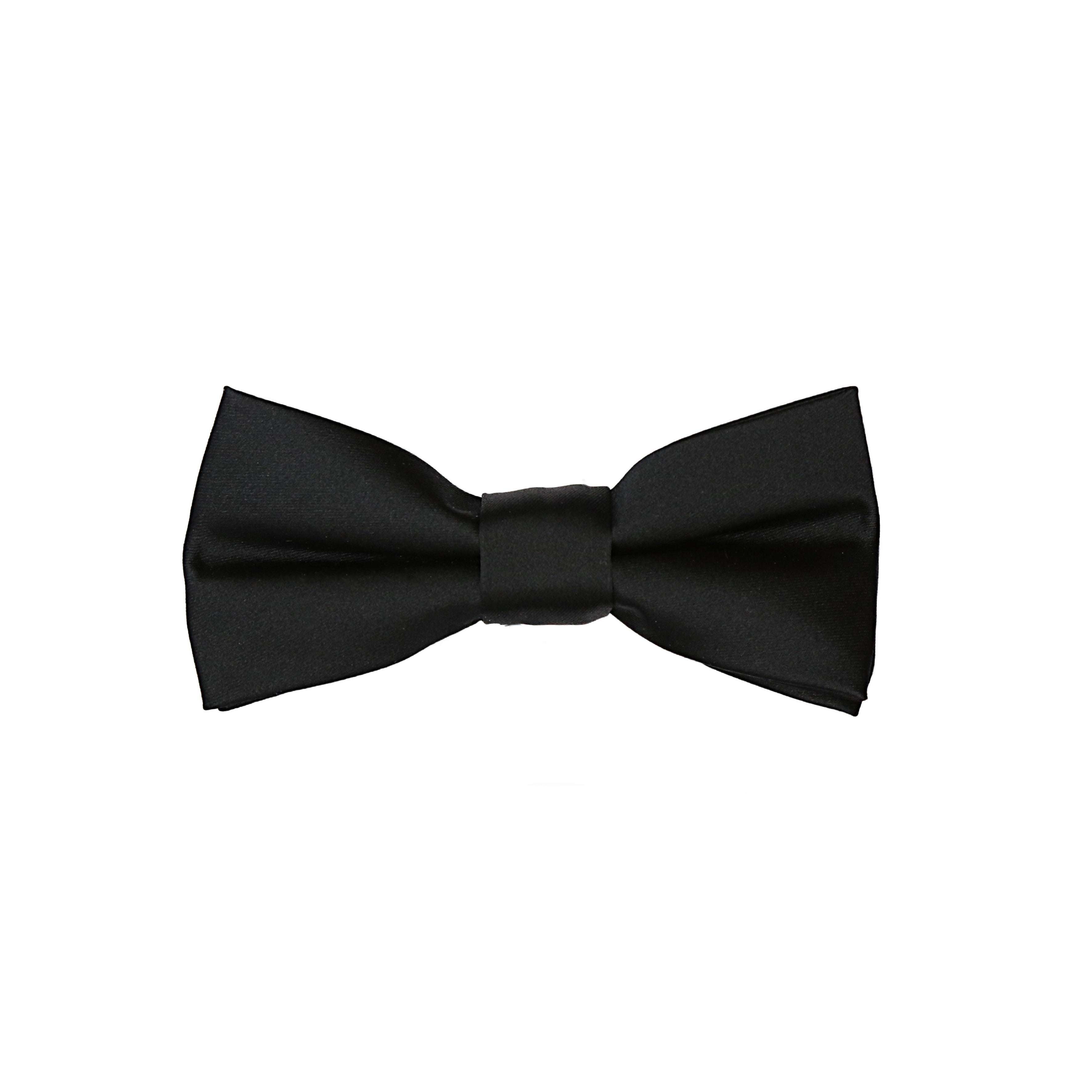 Black Pure Silk Solid Satin Weave Skinny Bow Tie