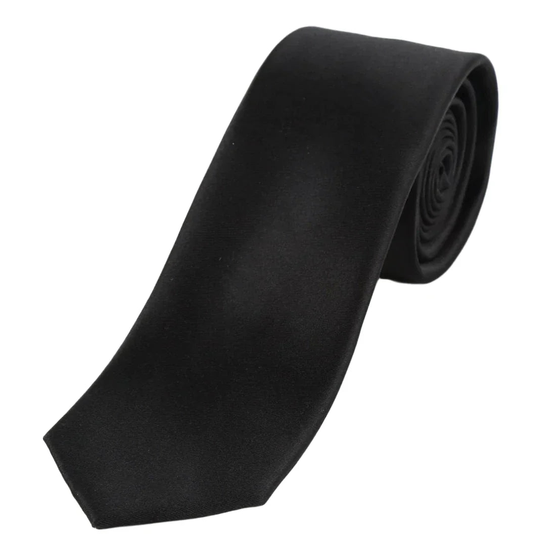 Black Pure Silk Solid Satin Weave Neck Tie