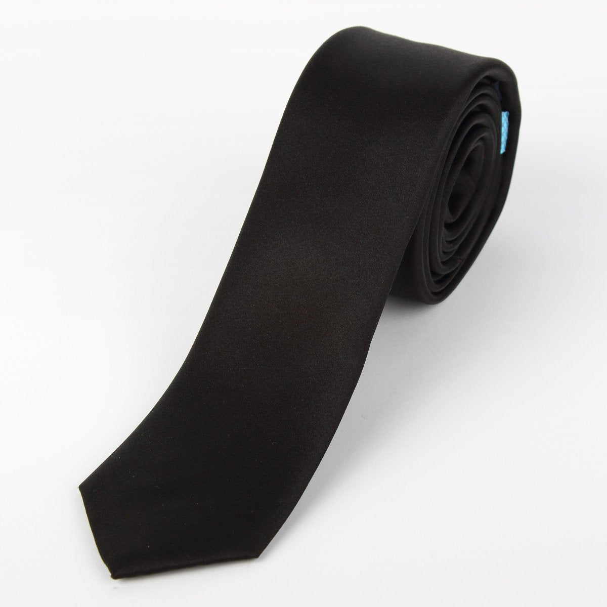 Black Luxury Satin Weave Skinny Neck Tie