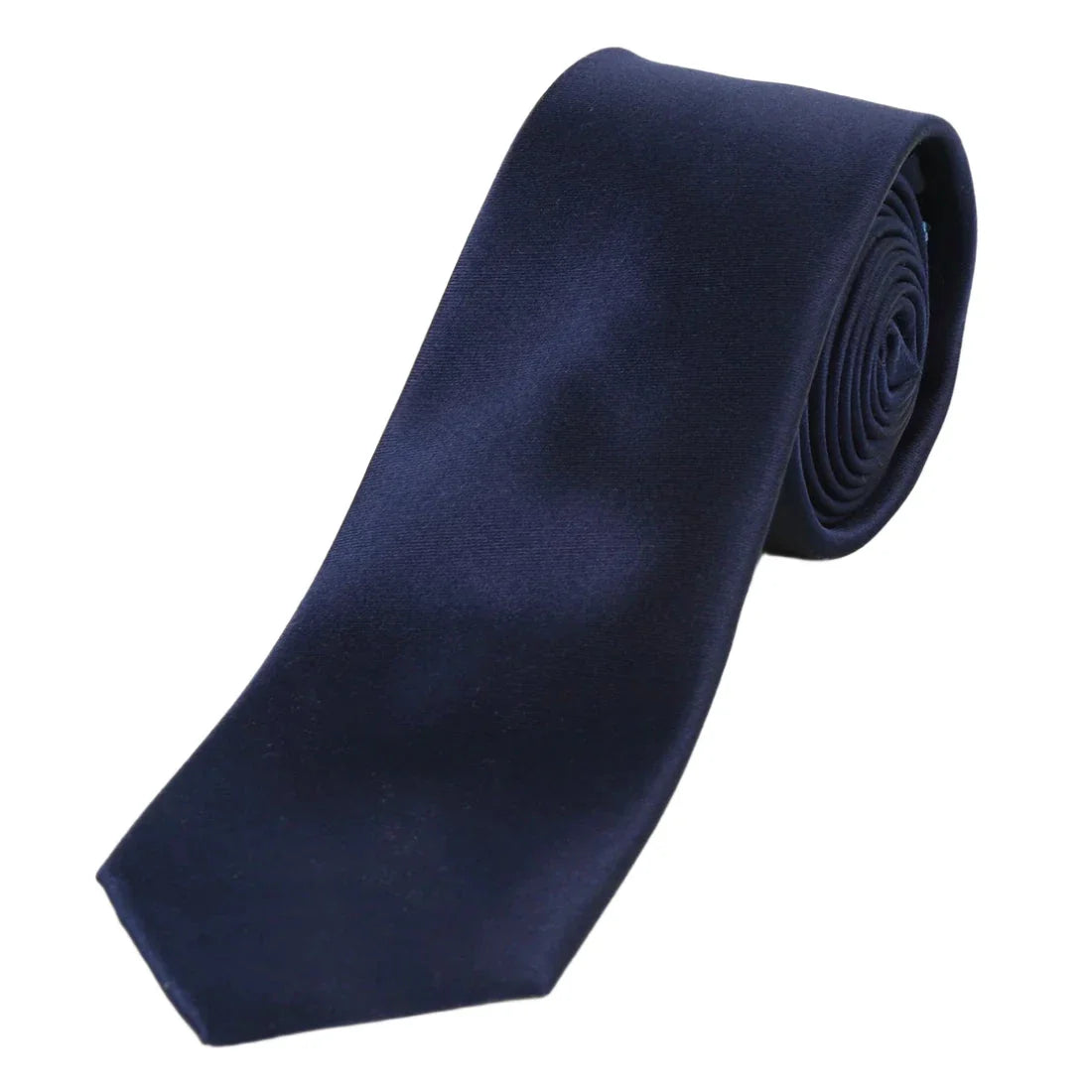 Navy Pure Silk Solid Satin Weave Neck Tie