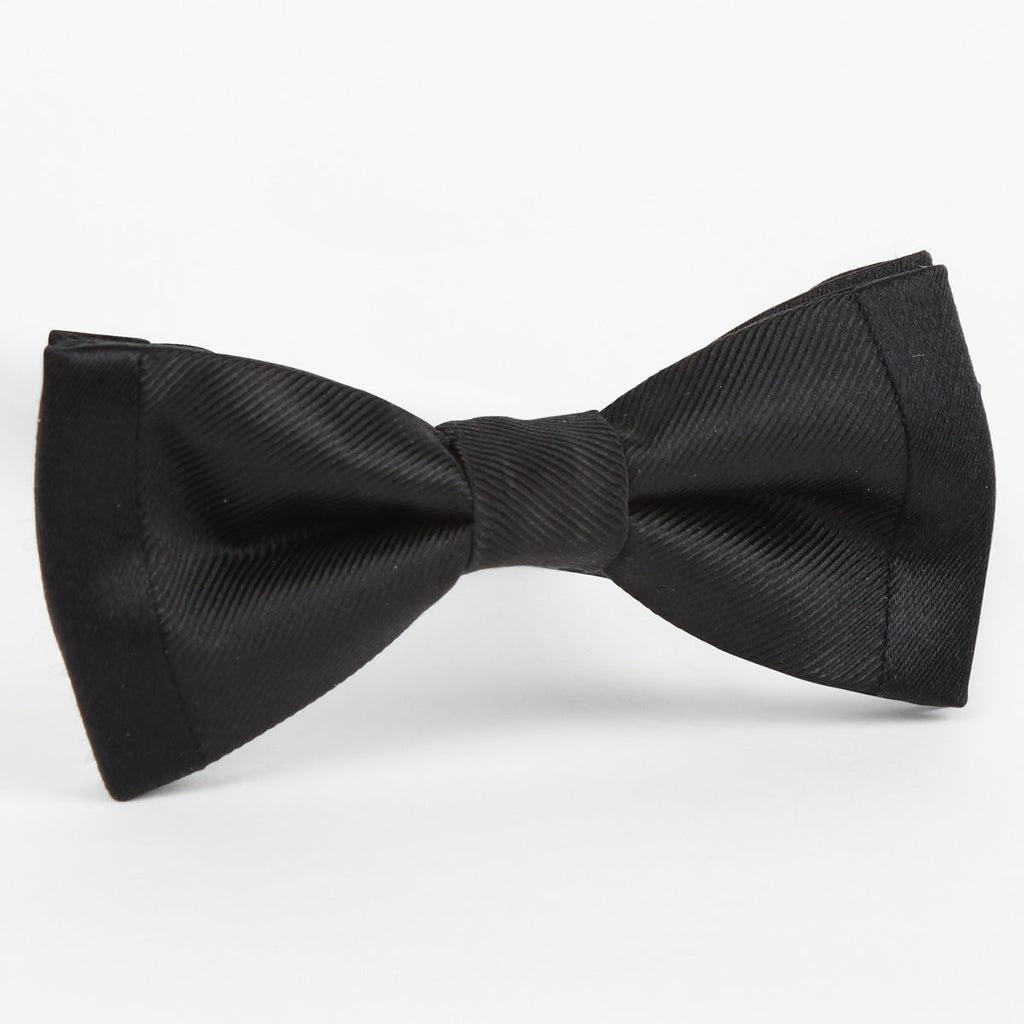 Black Luxury Pure Silk Twill Weave/Satin Edge Slim Bow Tie