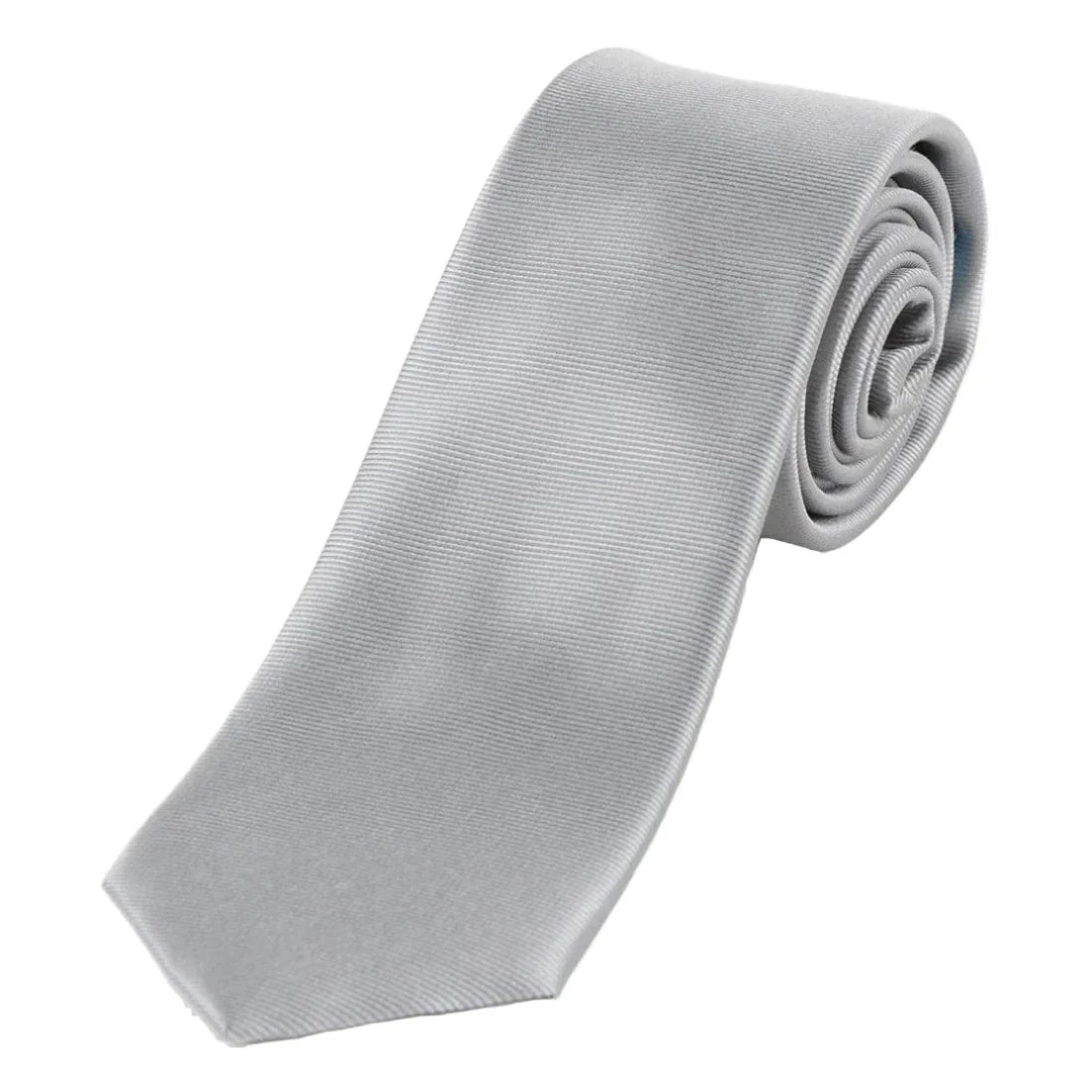 Silver Silk Twill Weave Neck Tie