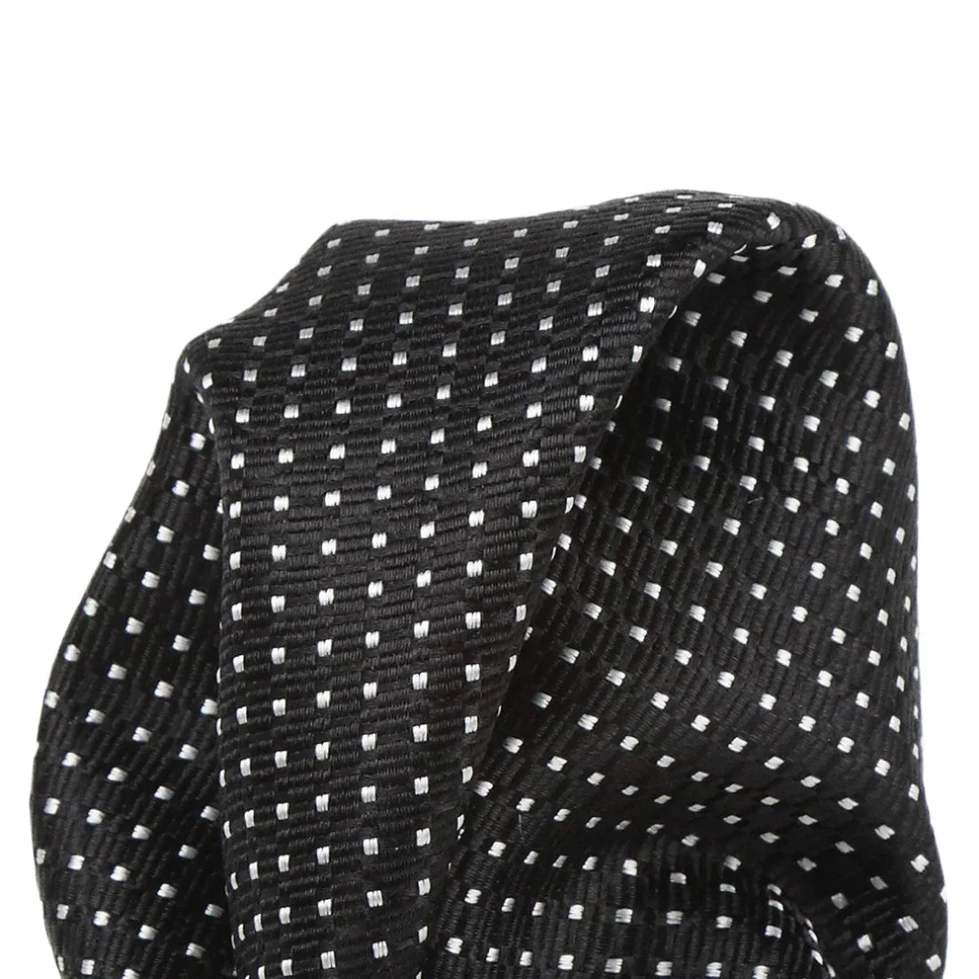 Black Pure Silk Spotted Textured Weave Pocket Square