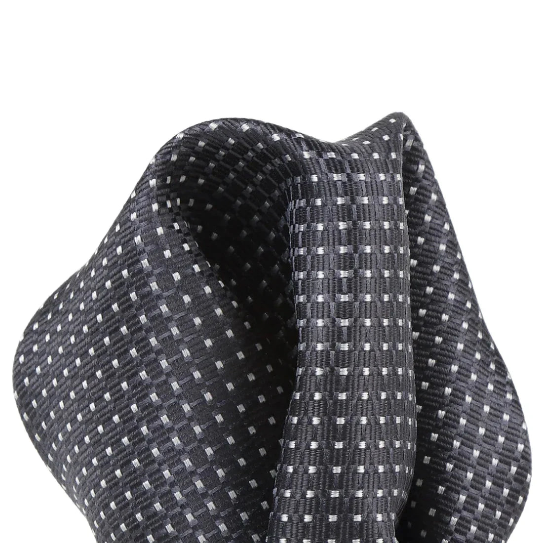 Charcoal Pure Silk Spotted Textured Weave Pocket Square