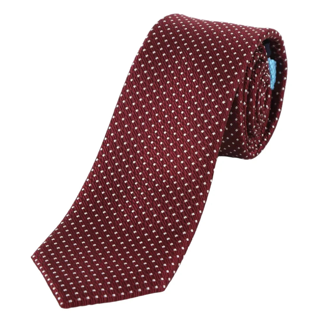 Burgundy Pure Silk Spotted Textured Weave Neck Tie