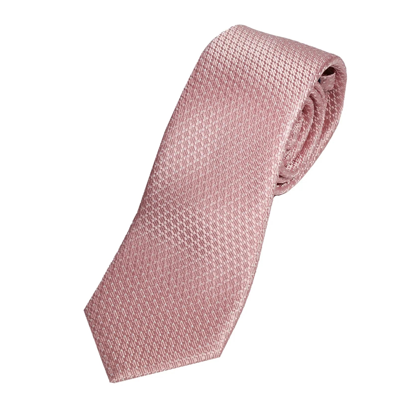 Soft Pink Pure Silk Spotted Textured Weave Neck Tie