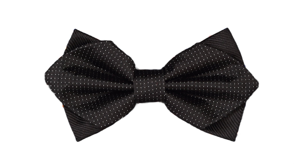 James Adelin Pure Silk Combo Pinpoint Satin/Twill Weave Bow Tie in Black