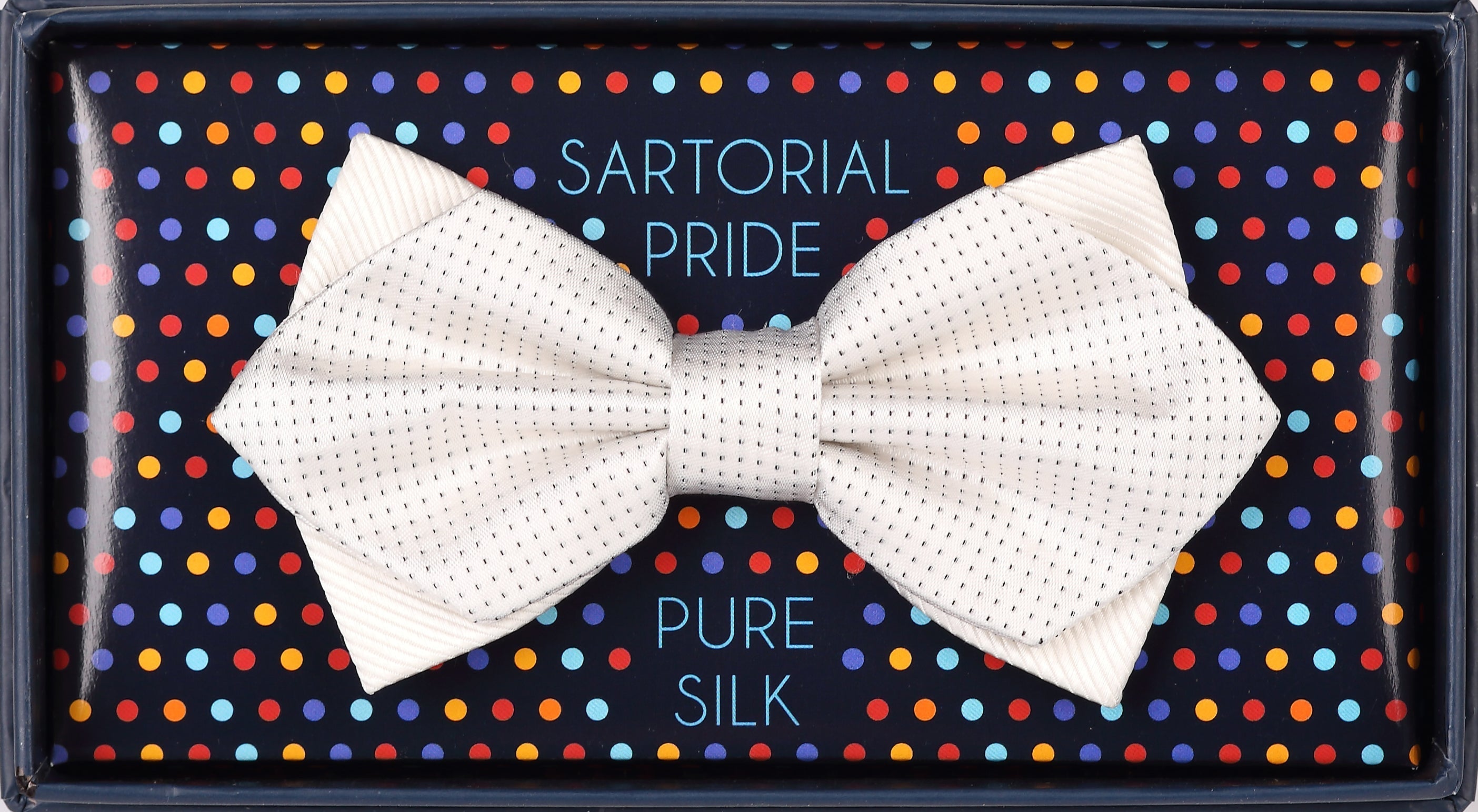 Off White Luxury Pure Silk Combo PinPoint Satin/Twill Weave Bow Tie
