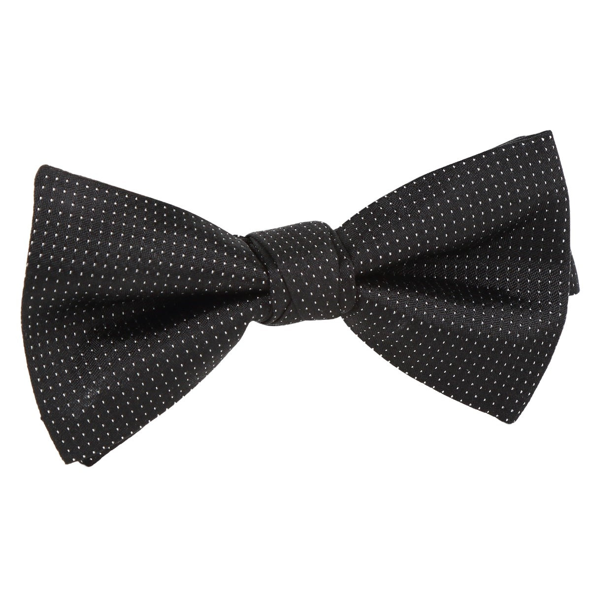 Black/White Luxury Pure Silk PinPoint Satin Weave Bow Tie