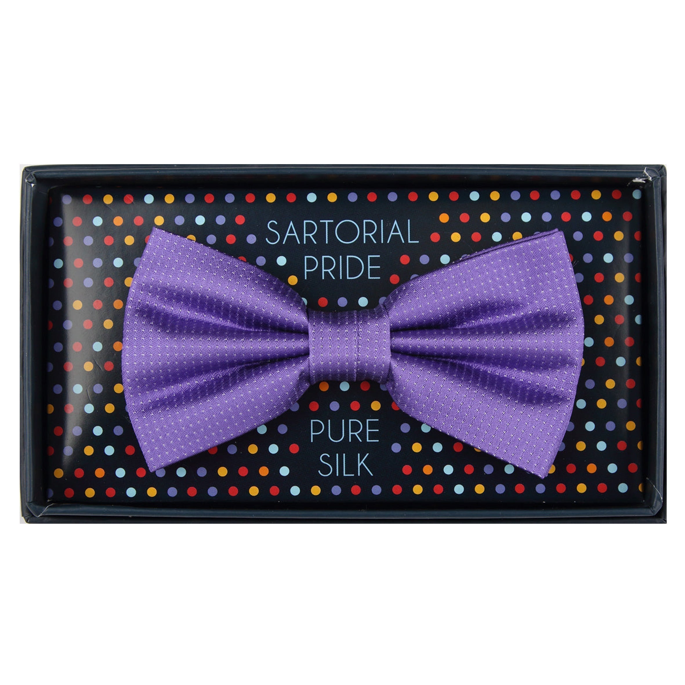 Purple Pure Silk Micro Spotted Satin Weave Bow Tie