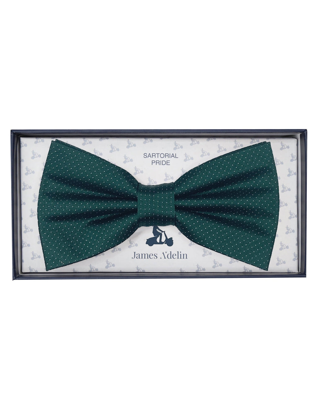 Dark Green Pure Silk Micro Spotted Satin Weave Bow Tie