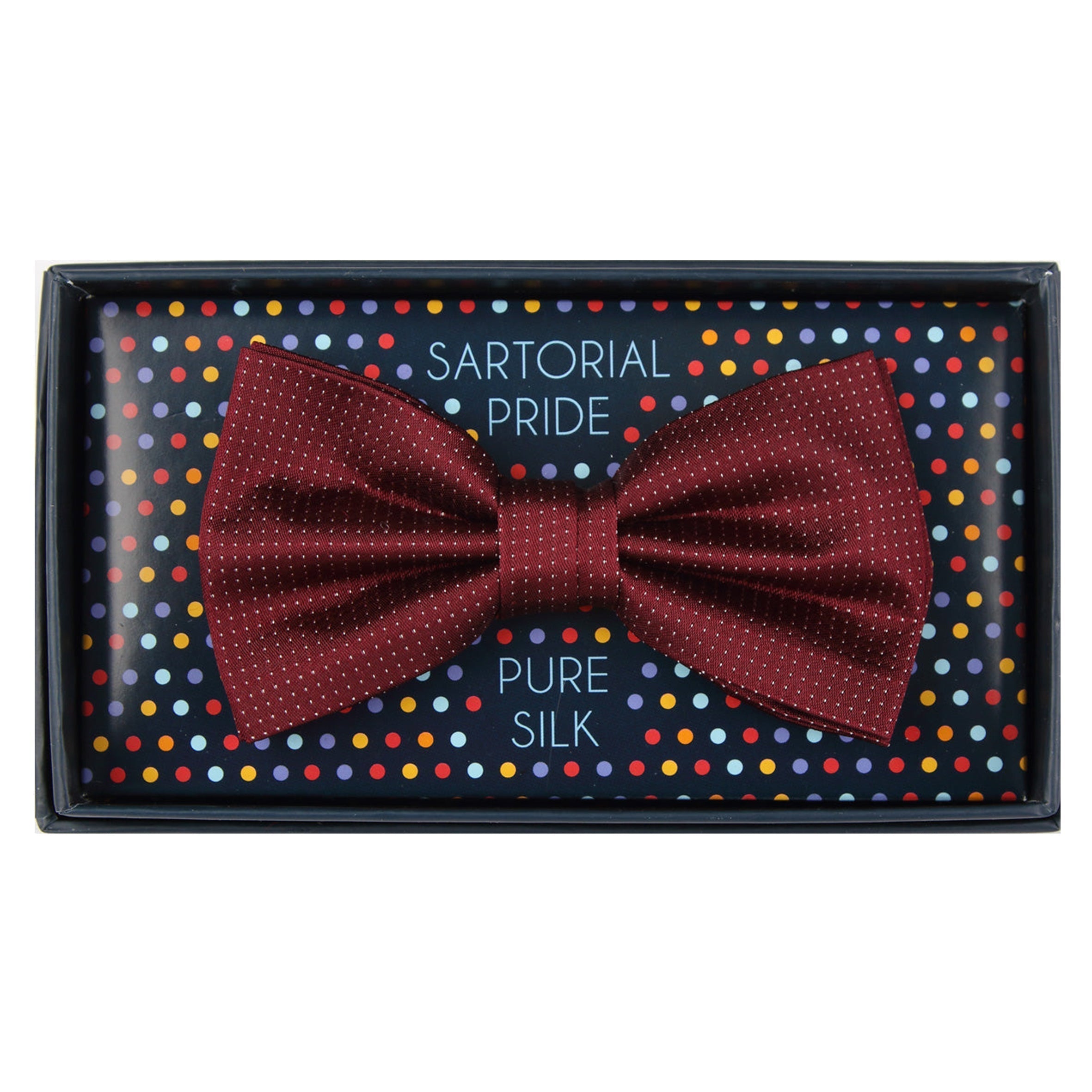Burgundy Pure Silk Micro Spotted Satin Weave Bow Tie