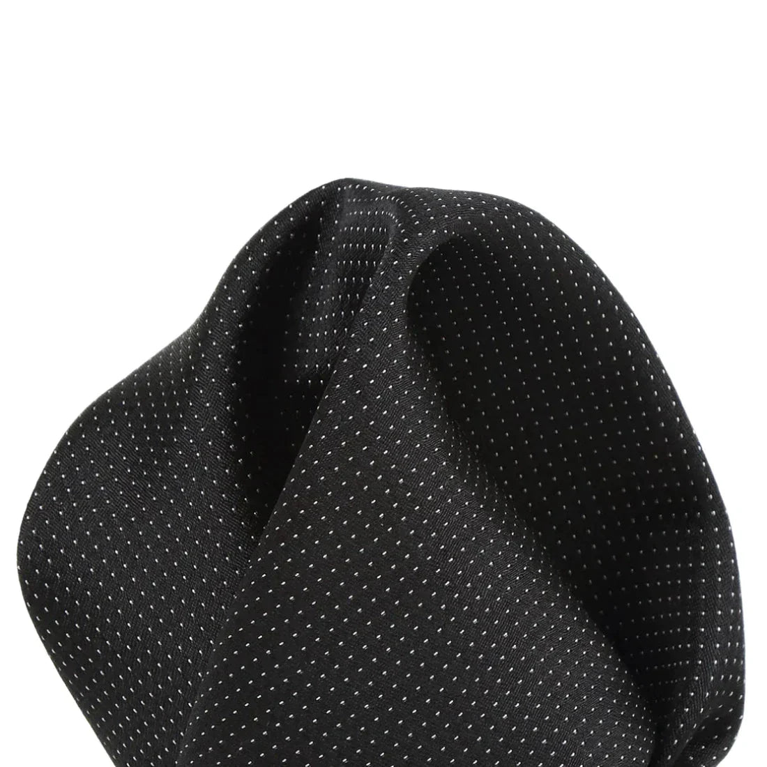 Black Pure Silk Micro Spotted Satin Weave Pocket Square
