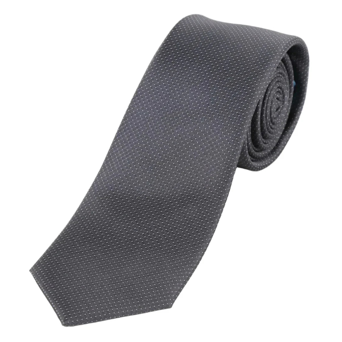 Charcoal Pure Silk Micro Spotted Satin Weave Silk Tie