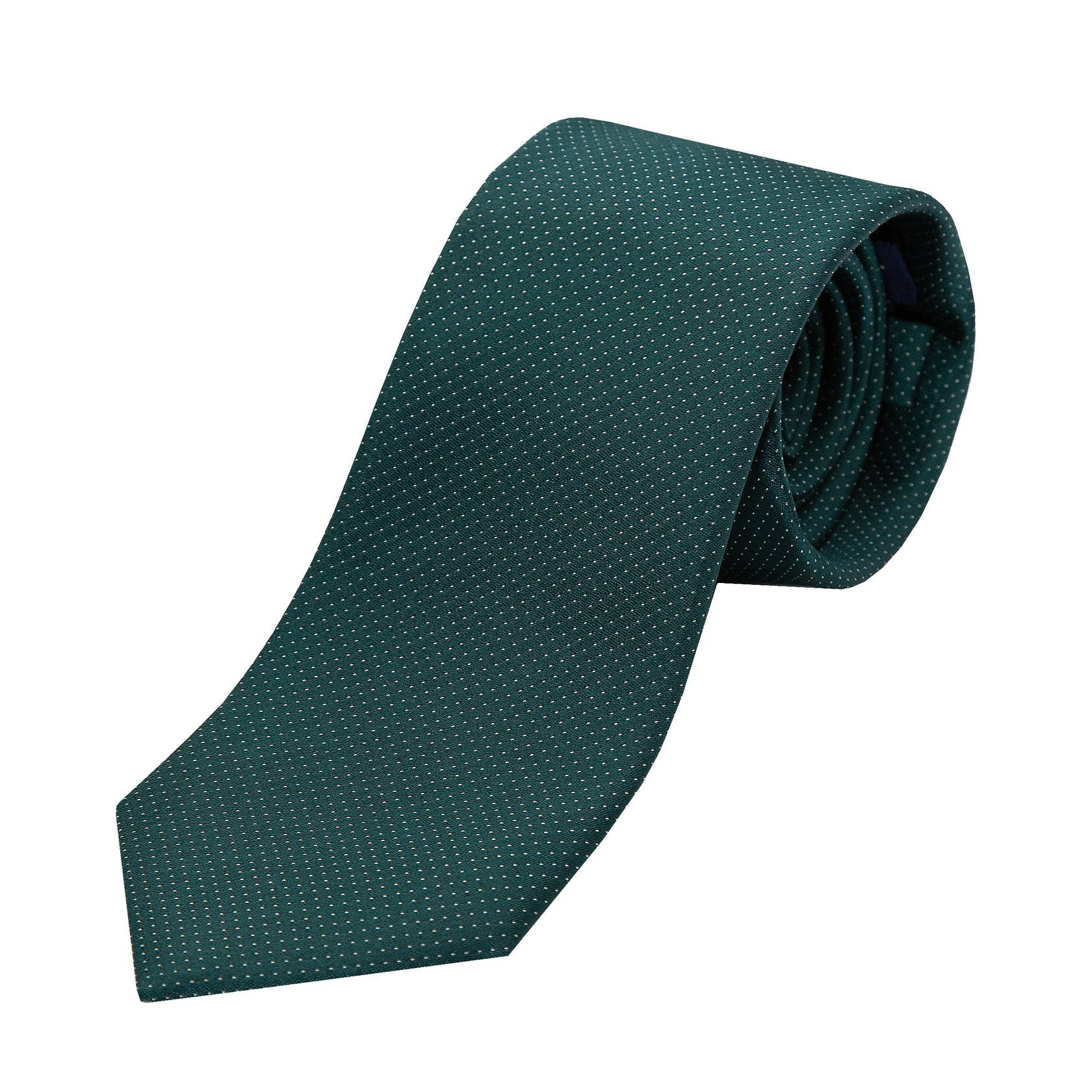 Dark Green Pure Silk Micro Spotted Satin Weave Silk Tie