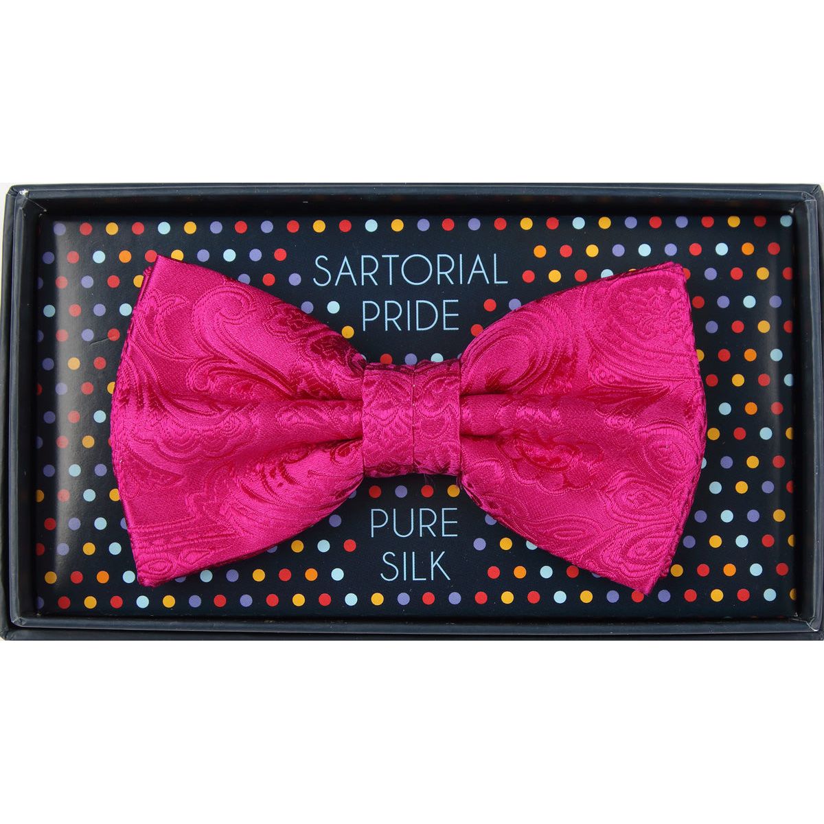 Magenta Pure Silk Paisley Weave Bow Tie