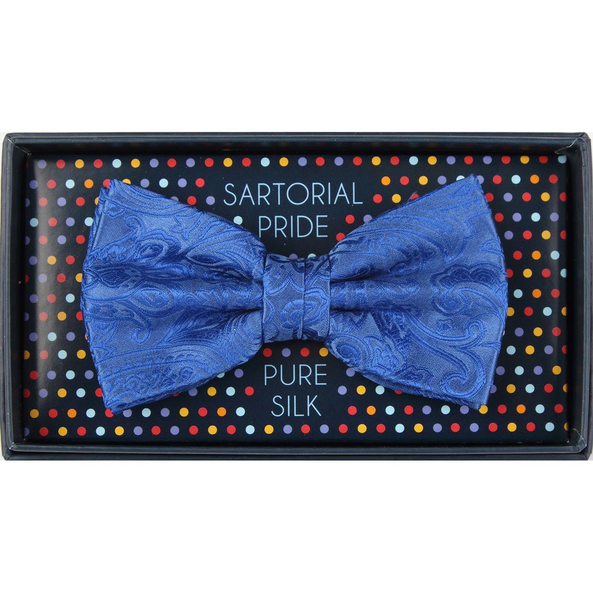 Royal Blue Pure Silk Paisley Weave Bow Tie