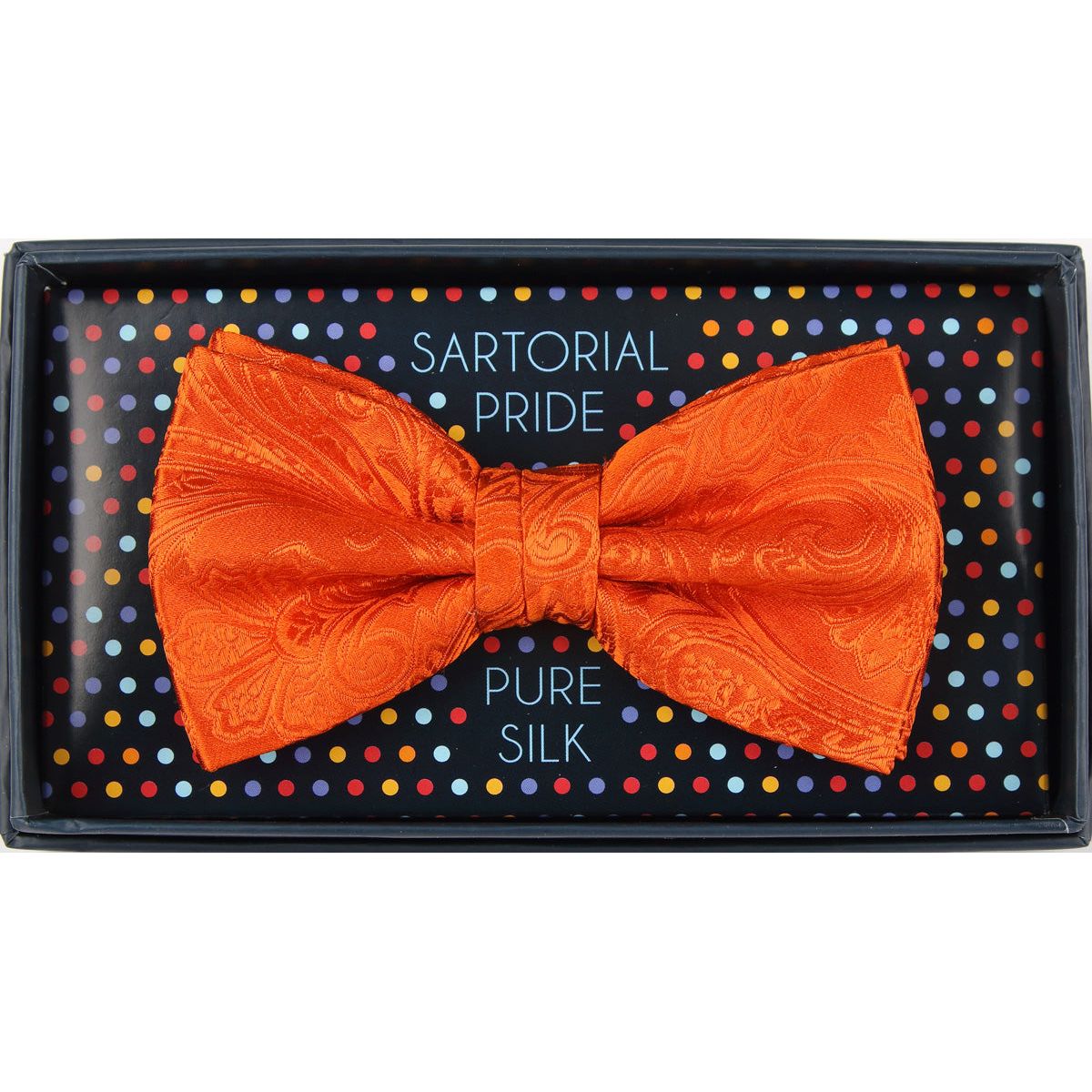 Orange Pure Silk Paisley Weave Bow Tie