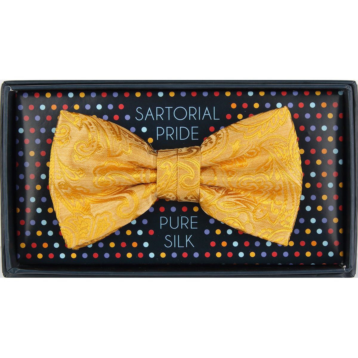 Gold Pure Silk Paisley Weave Bow Tie
