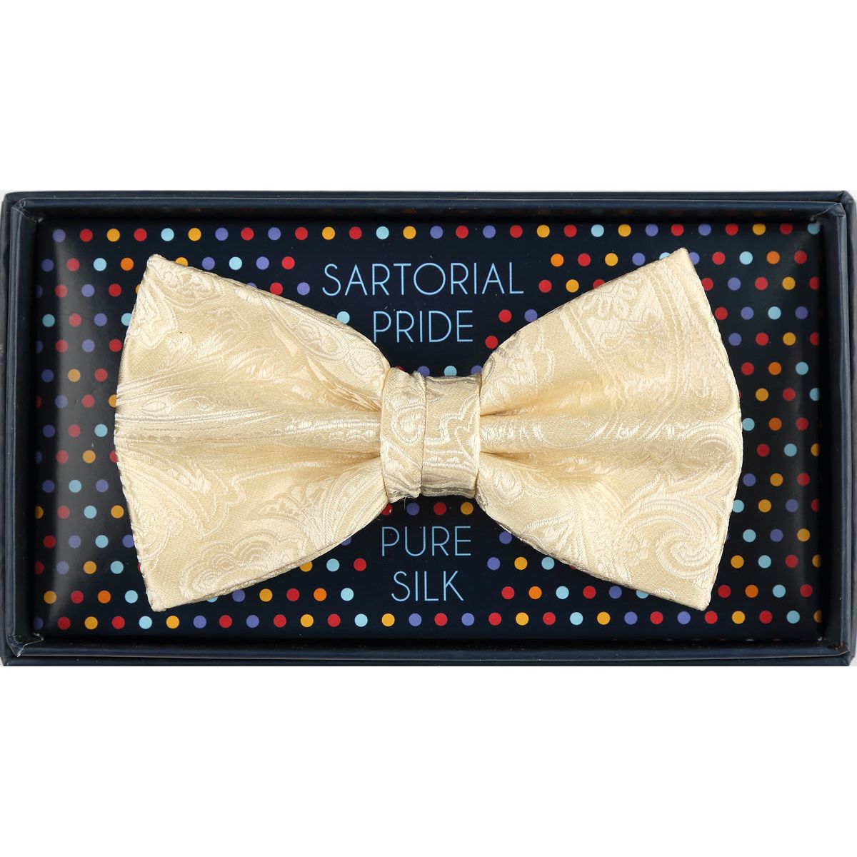 Ivory Pure Silk Paisley Weave Bow Tie