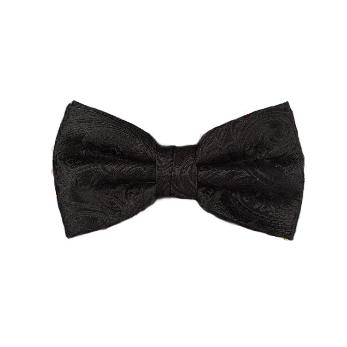 Black Pure Silk Paisley Weave Bow Tie