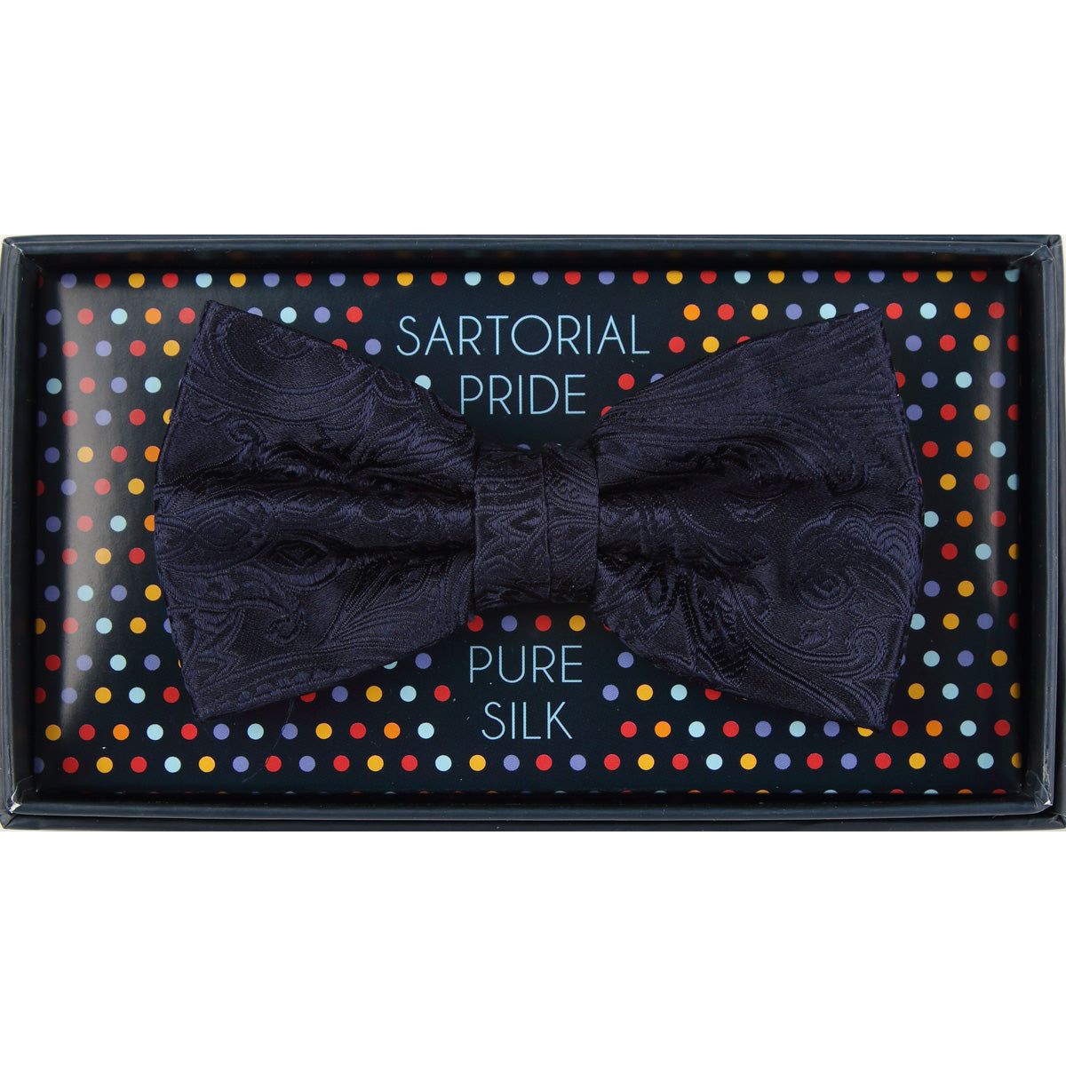 Navy Pure Silk Paisley Weave Bow Tie