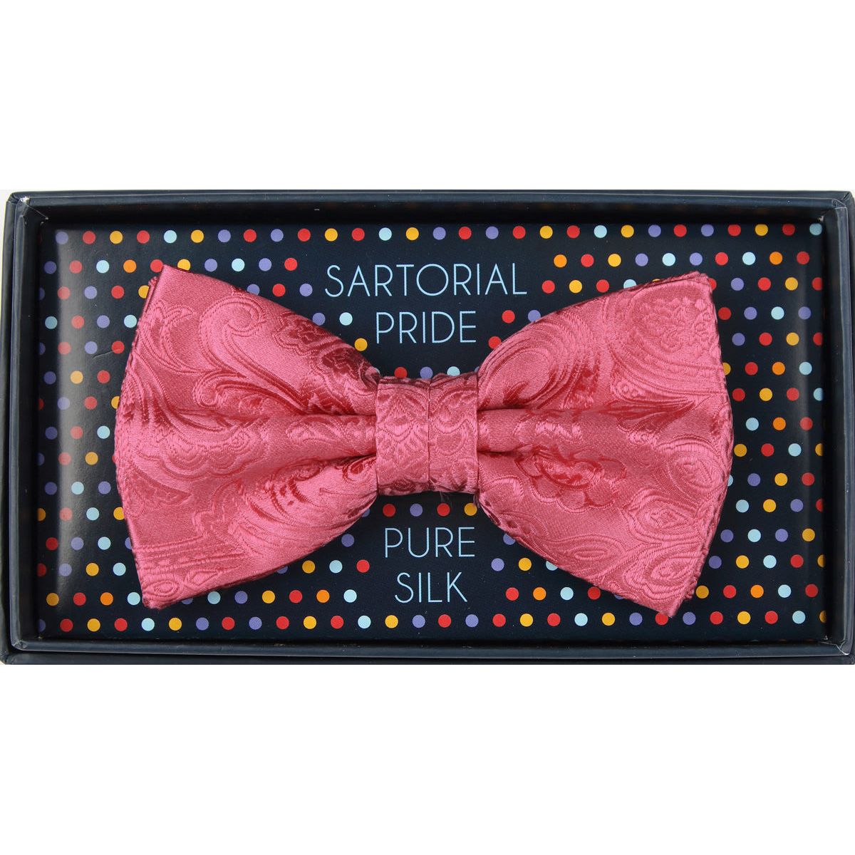 Coral Pure Silk Paisley Weave Bow Tie
