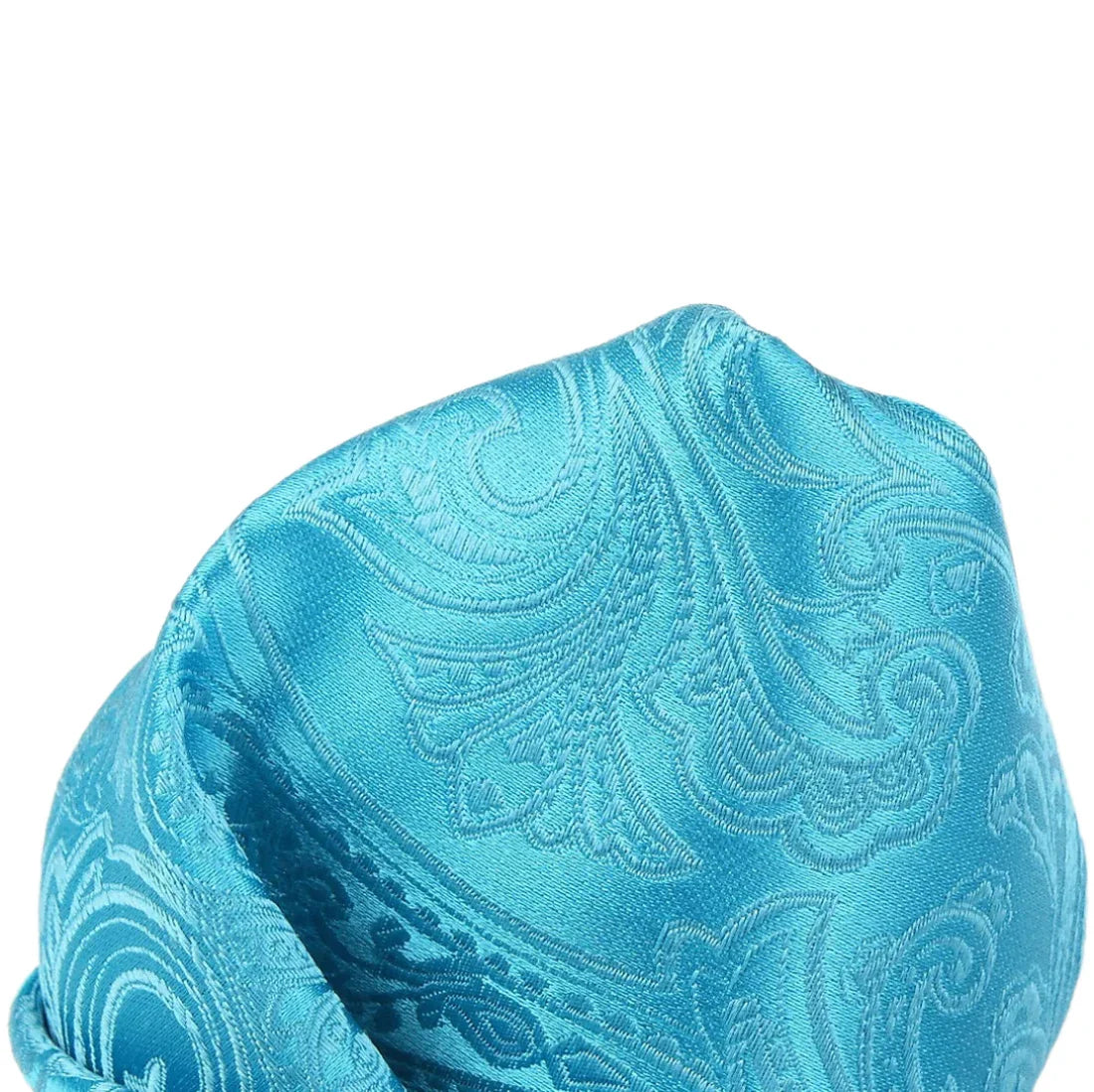 Turquoise Pure Silk Paisley Weave Pocket Square