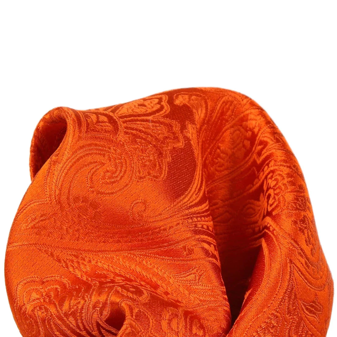 Orange Pure Silk Paisley Weave Pocket Square
