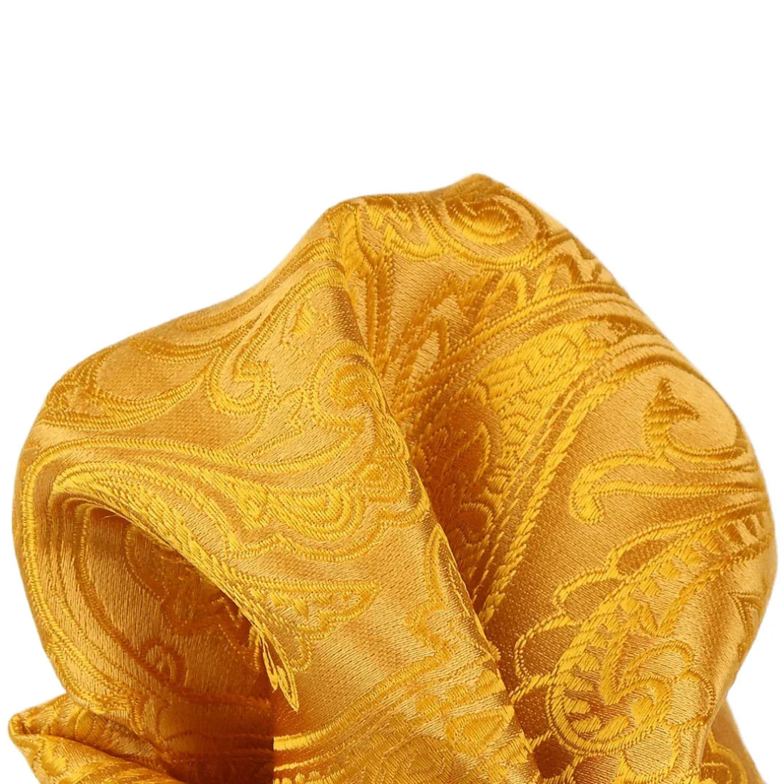 Gold Pure Silk Paisley Weave Pocket Square