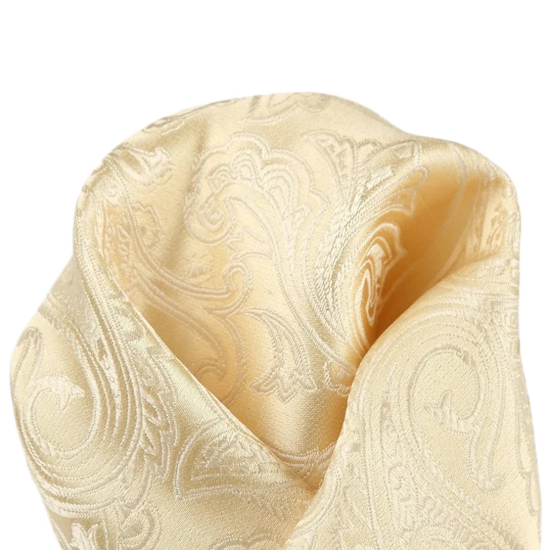 Ivory Pure Silk Paisley Weave Pocket Square