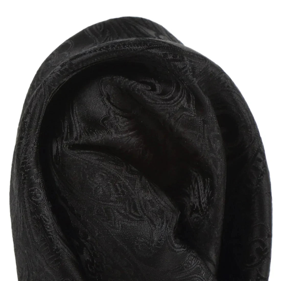 Black Pure Silk Paisley Weave Pocket Square