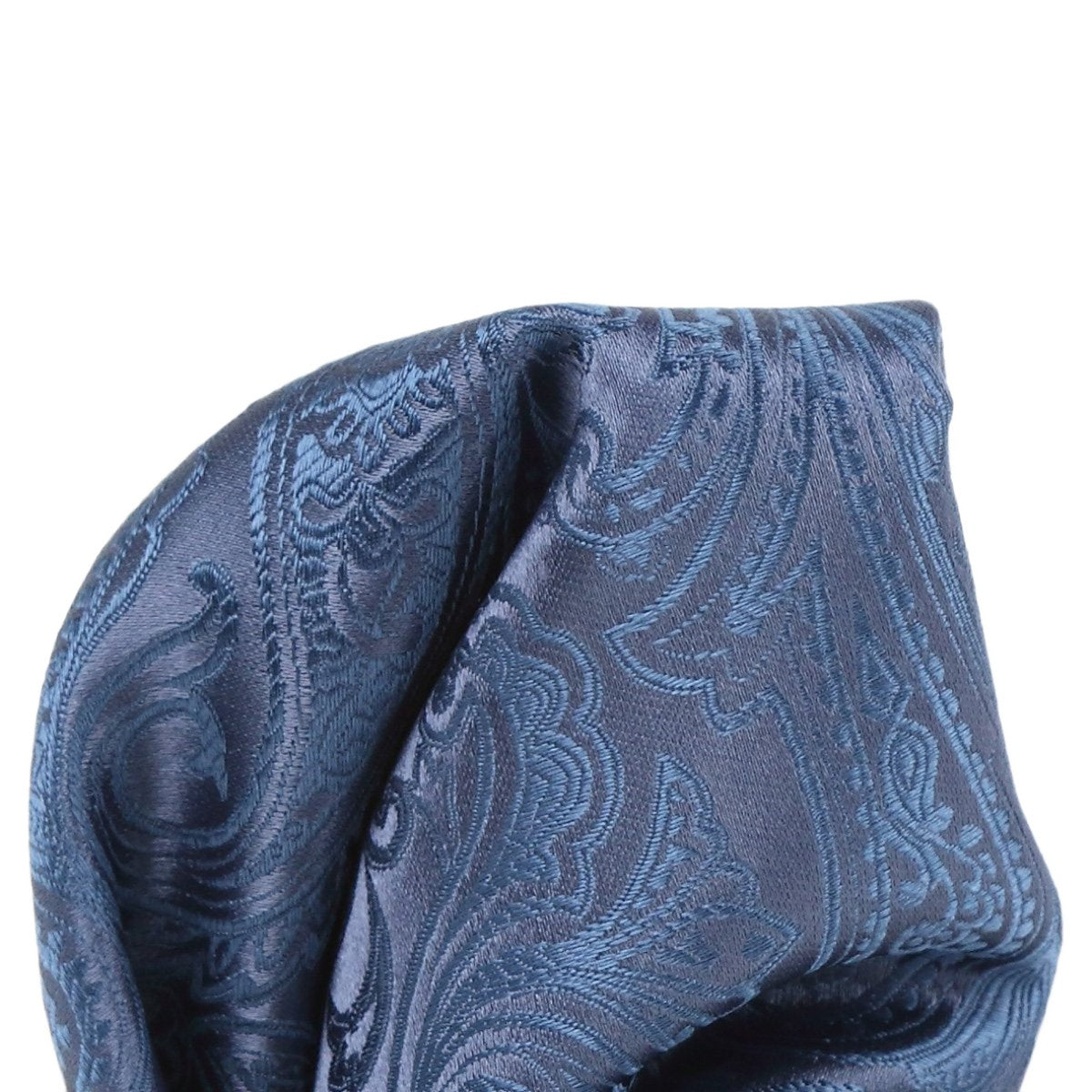 Slate Blue Pure Silk Paisley Weave Pocket Square