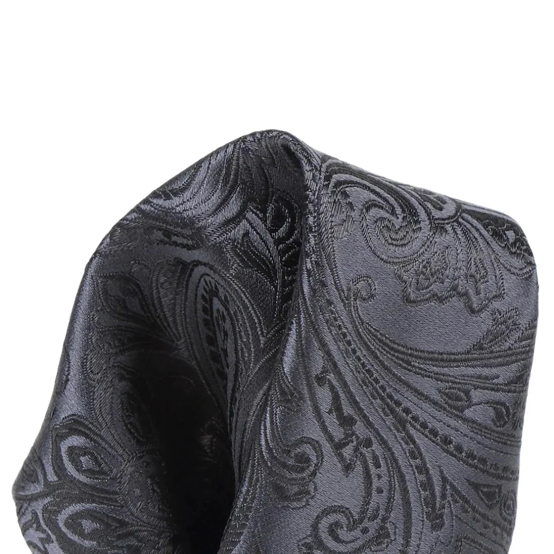 Charcoal Pure Silk Paisley Weave Pocket Square