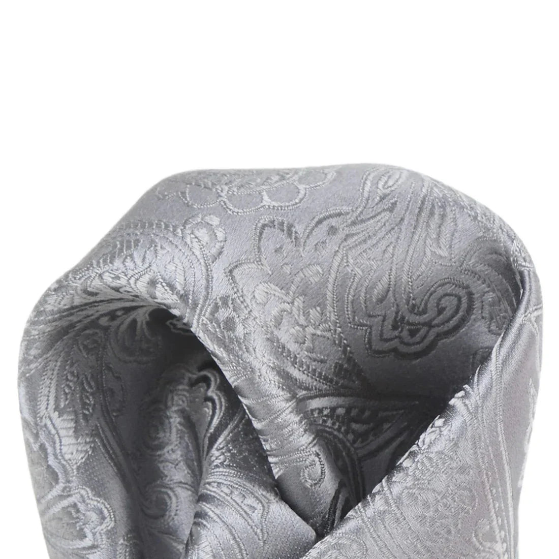 Silver Pure Silk Paisley Weave Pocket Square