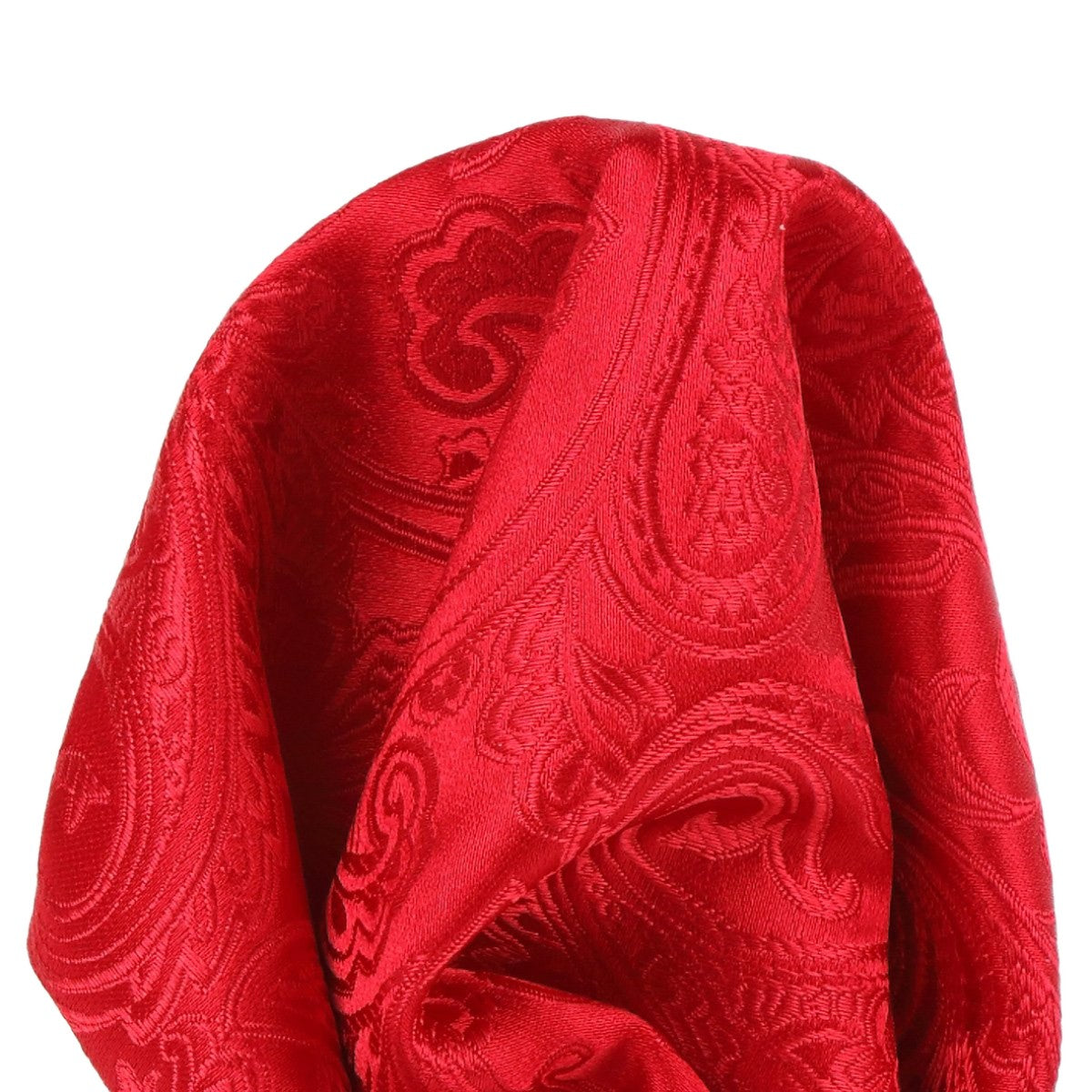 Red Pure Silk Paisley Weave Pocket Square