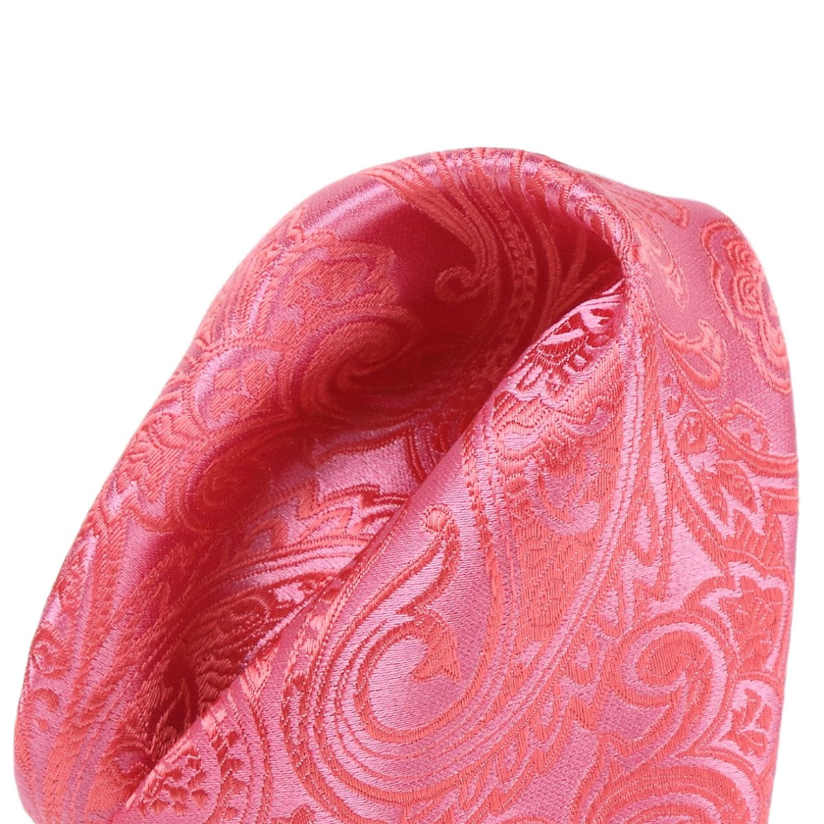 Coral Pure Silk Paisley Weave Pocket Square