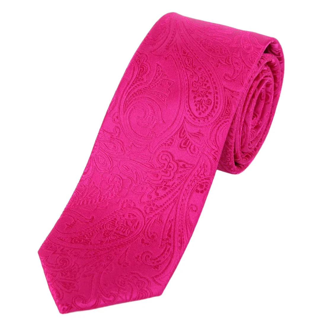 Magenta Pure Silk Paisley Weave Neck Tie