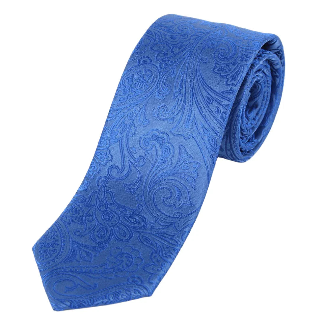 Royal Blue Pure Silk Paisley Weave Neck Tie