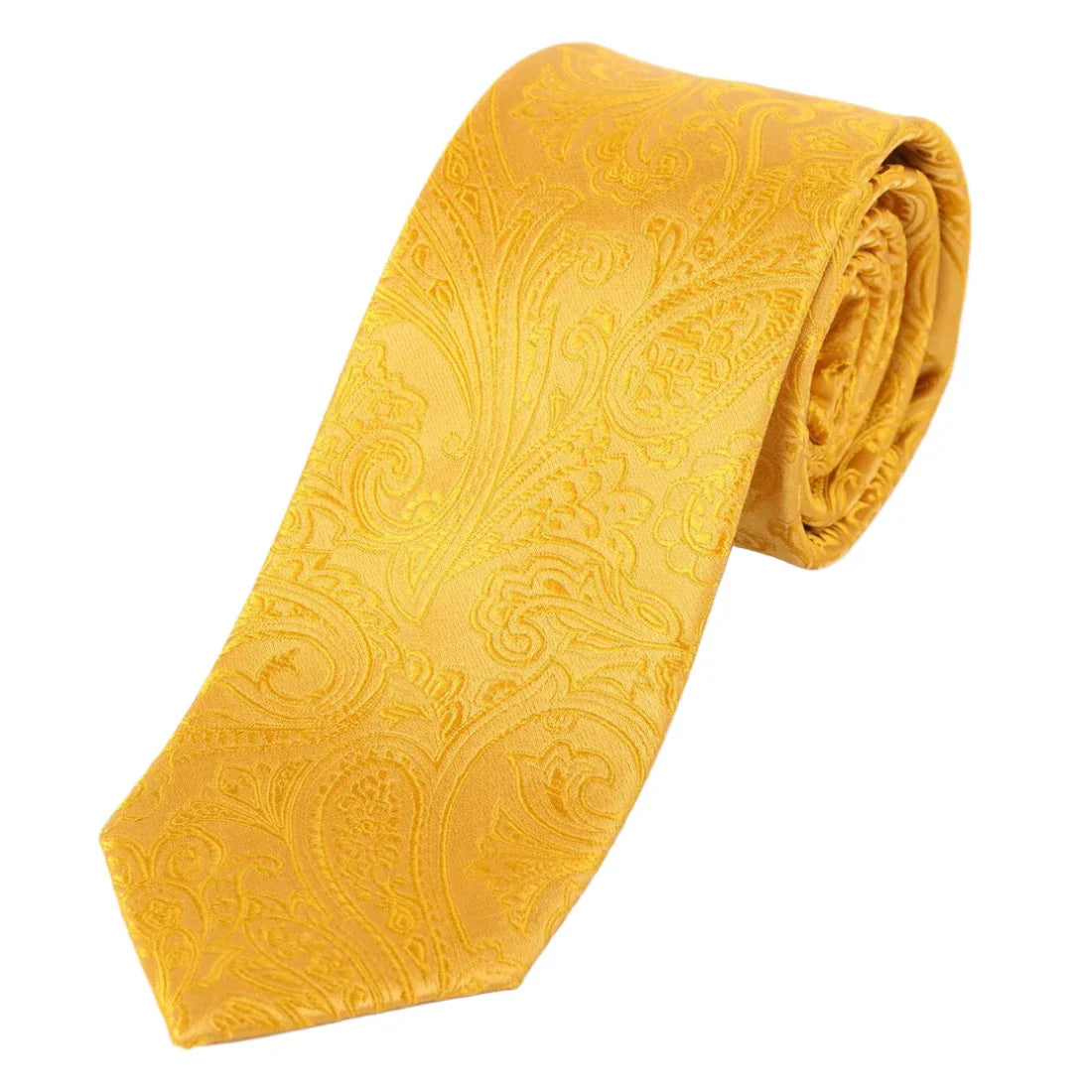 Gold Pure Silk Paisley Weave Neck Tie