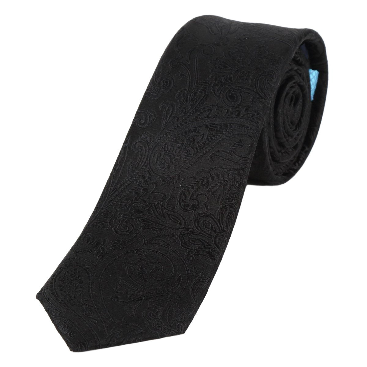Black Pure Silk Paisley Weave Neck Tie