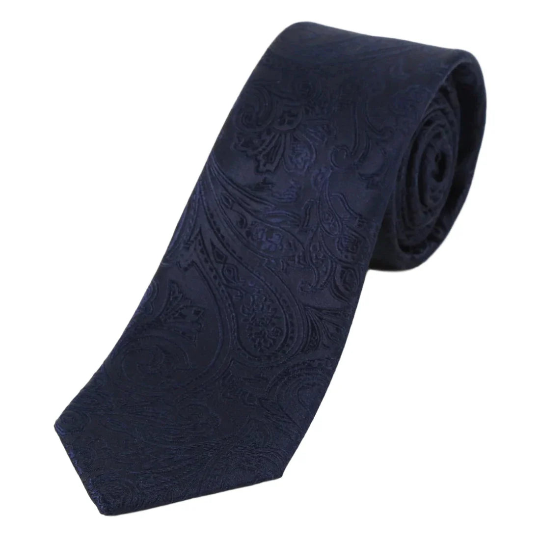Navy Pure Silk Paisley Weave Neck Tie