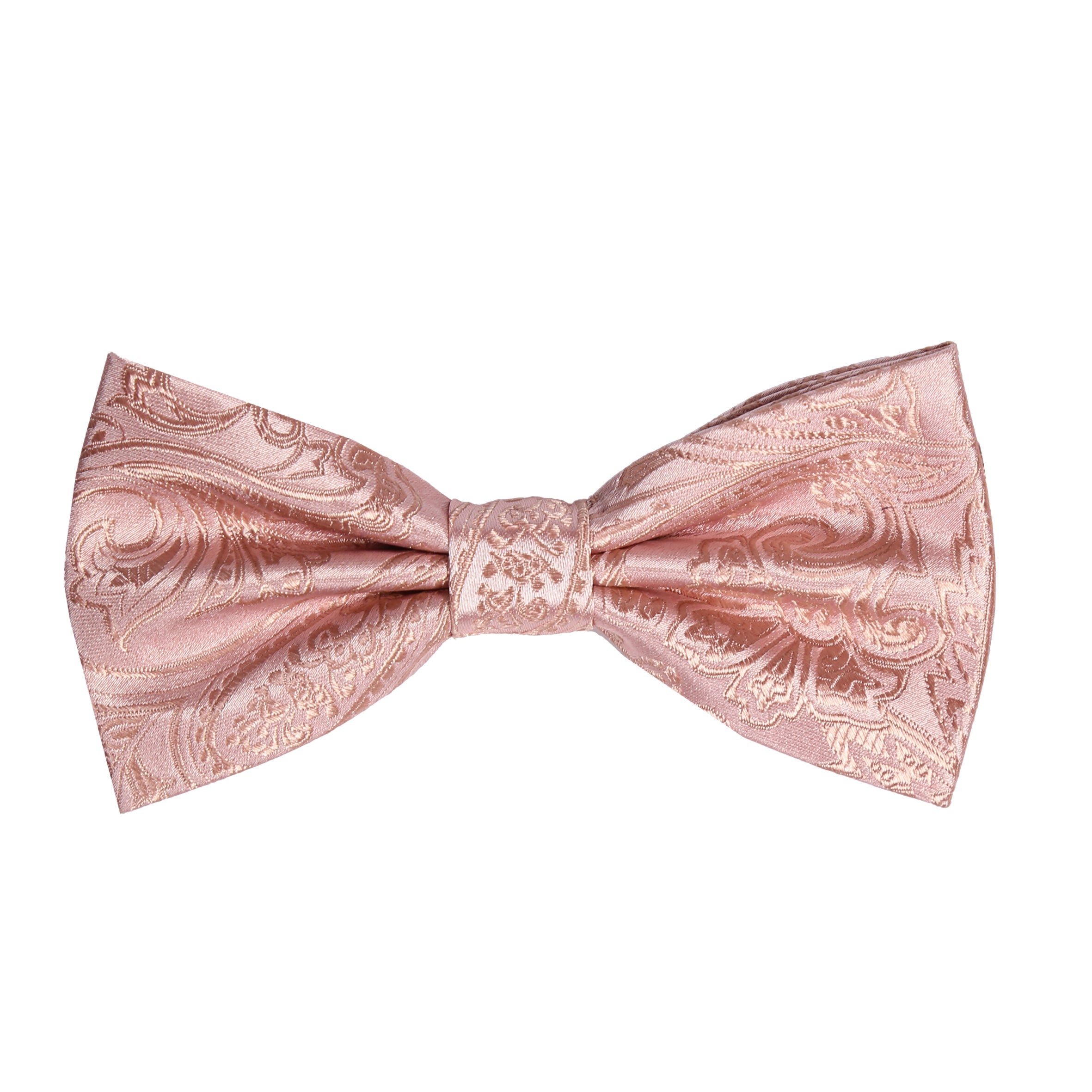 Soft Pink Pure Silk Paisley Weave Bow Tie