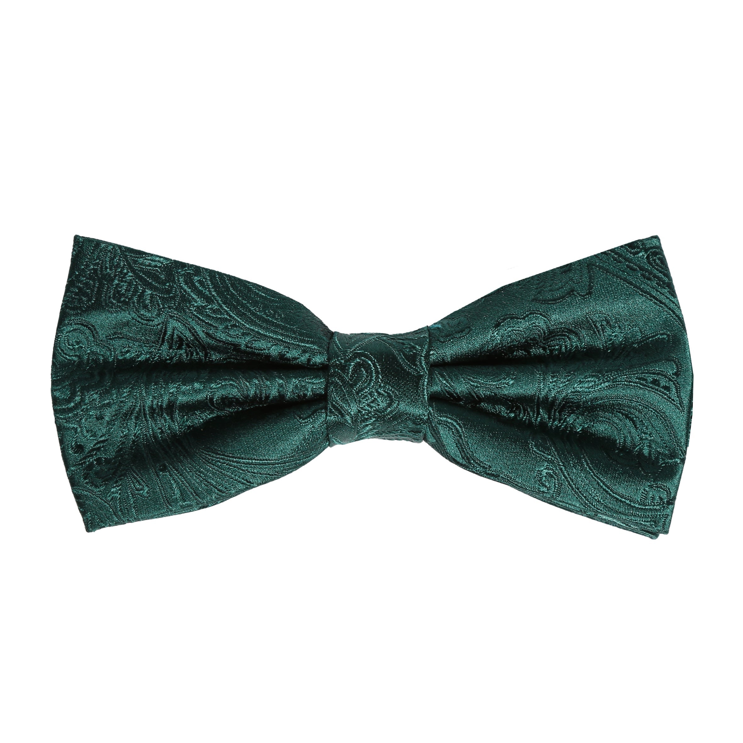 Dark Green Pure Silk Paisley Weave Bow Tie