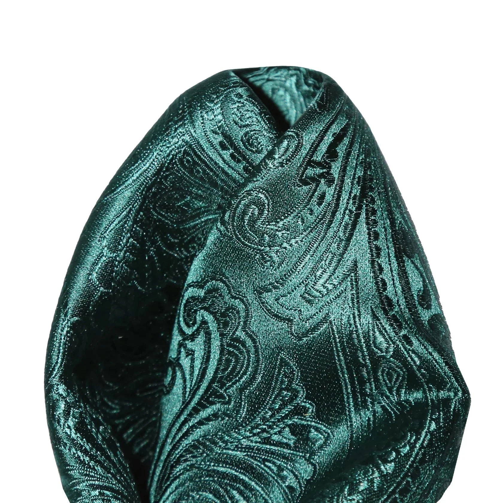 Dark Green Pure Silk Paisley Weave Pocket Square