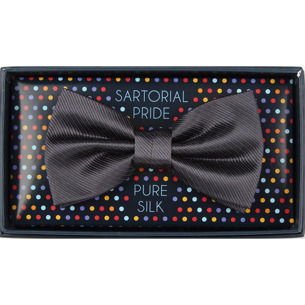 Charcoal Pure Silk Twill Weave Bow Tie