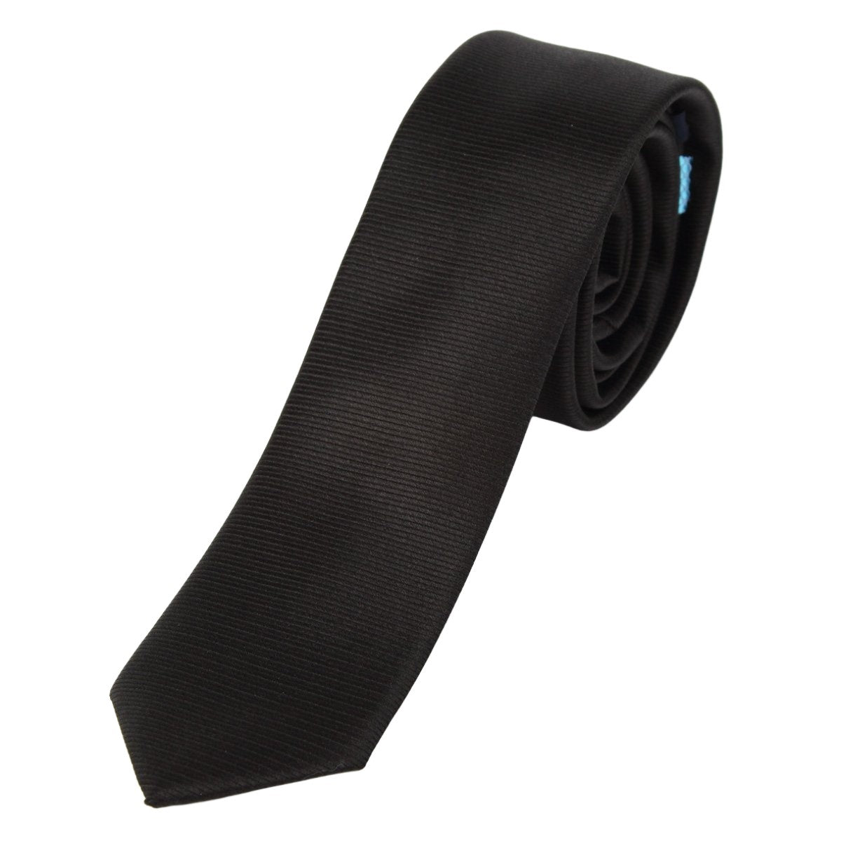 Black Pure Silk Twill Weave Skinny Neck Tie