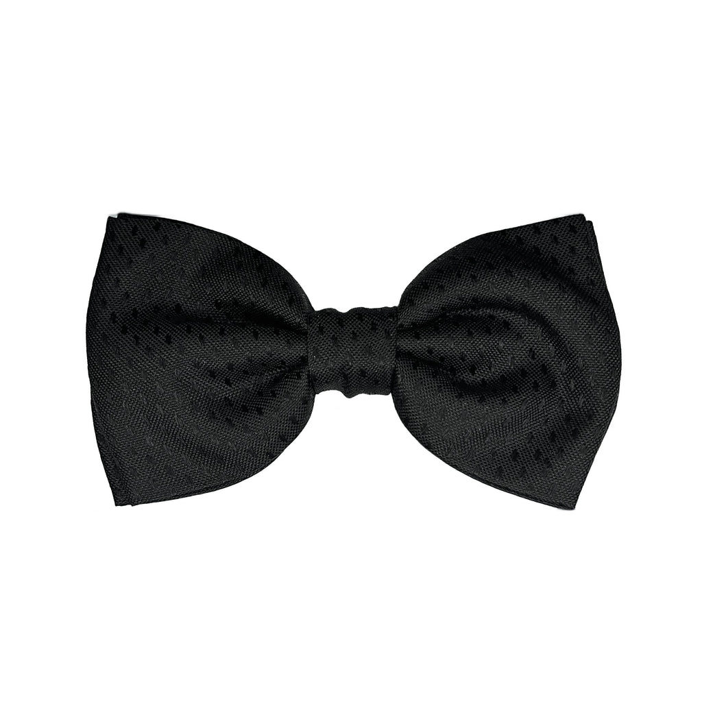 Black Italian Luxury Mens Silk Textured Tonal Spotted Weave Pre-Tied Bow Tie