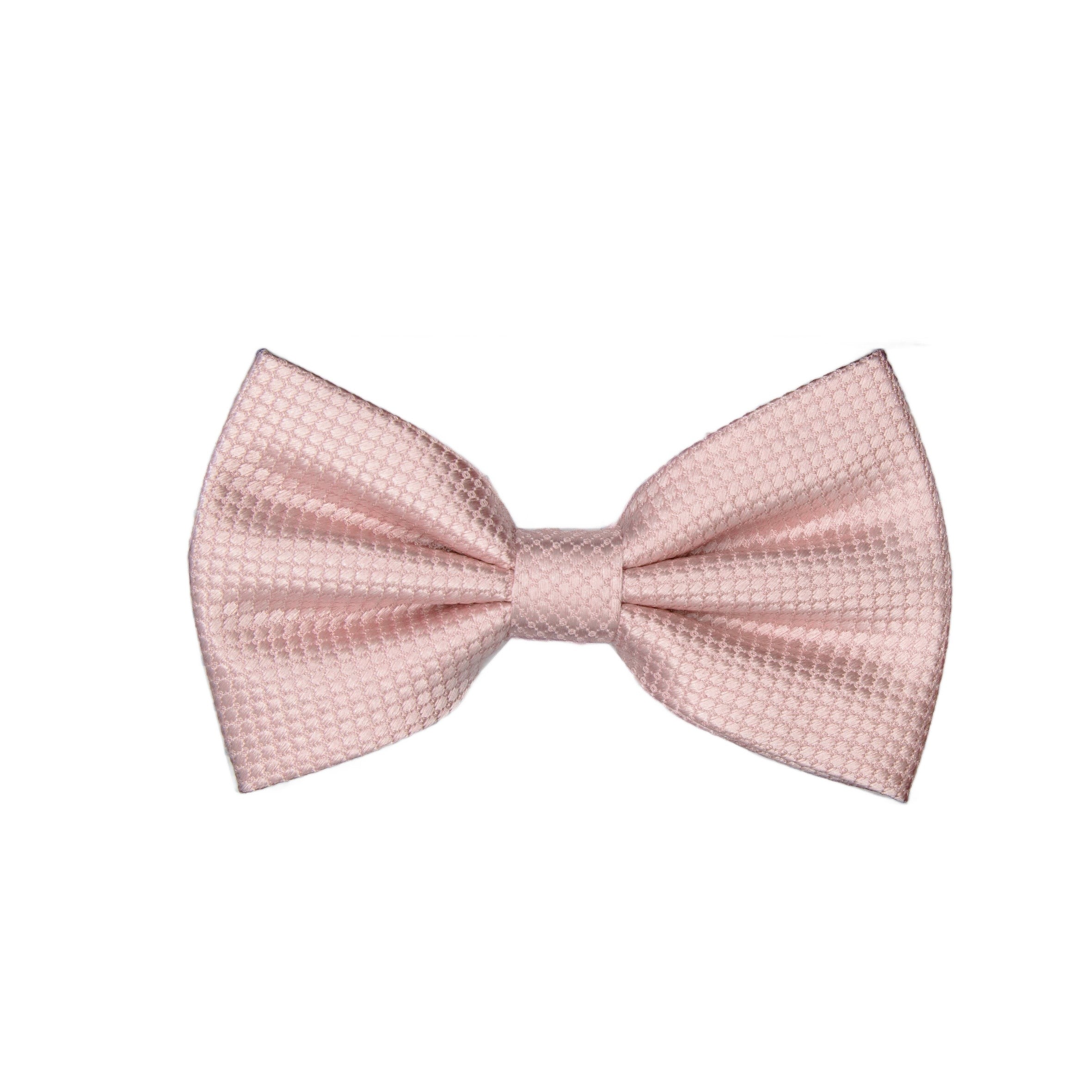 Soft Pink Pure Silk Textured Square Weave Bow Tie