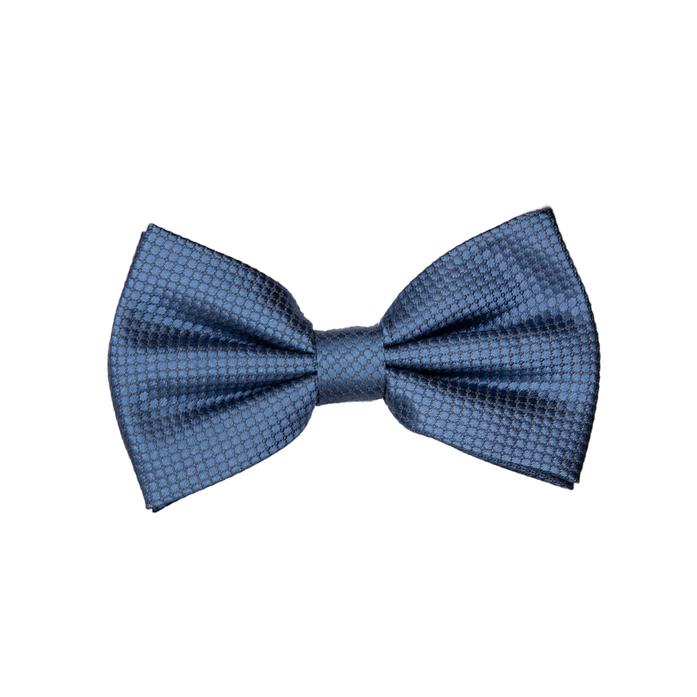 Slate Blue Pure Silk Textured Square Weave Bow Tie